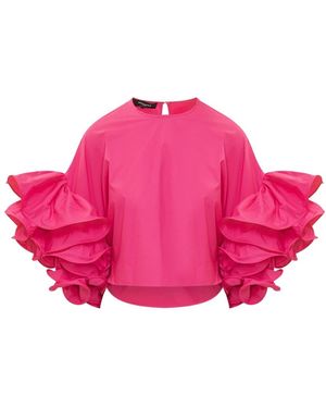Rochas Elegant Ruffled Sleeve Blouse - Roze