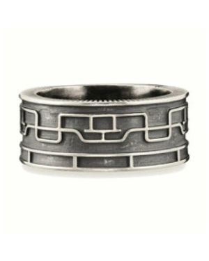 Caï Silber Damenring Japanischer Stil - Schwarz