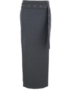 Low Classic Maxi-Rok Met Ceintuur - Grijs