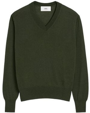 Ami Paris V-Neck Knitwear - Green