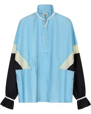Autry Blaue Nylon-Zip-Up-Jacke Oversize Fit