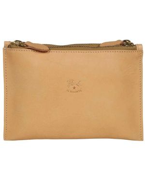 Il Bisonte Stijlvolle Leren Clutch Met Schouderband - Naturel
