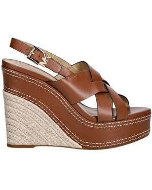Michael Kors Schoenen ,Bruin ,Leer Nora Wedge Sandaal
