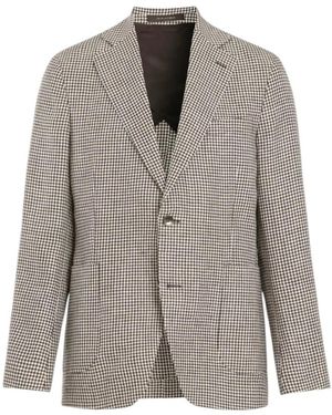 Oscar Jacobson Ferry Regular Fit Hør Pepita Blazer - Grau