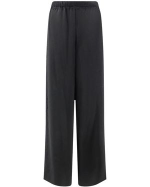 Vince Broeken ,Zwart ,Polyester Broek Met Kanten Bies En Elastische Tailleband
