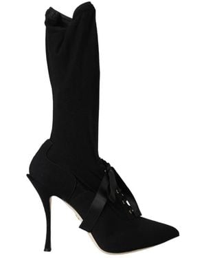 Dolce & Gabbana Stiletto Heels Mid Calf Boots Shoes - Black