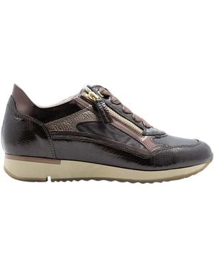 DL SPORT® Zapatillas De Cuero Estampado Con Cremallera Lateral, Mujer, Talla - Negro