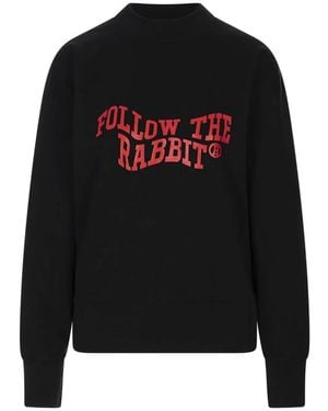 MSGM Hoodies & Sweatvesten ,Zwart ,Zwarte Sweatshirt Met 'Follow The Rabbit' Print