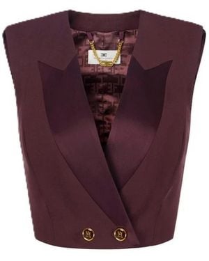 Elisabetta Franchi Jassen ,Rood ,Leer Crêpe Gilet - Paars