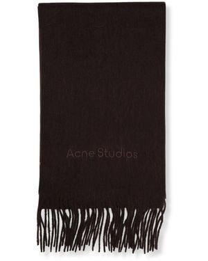 Acne Studios Alpaka-Wolle Logo Schal - Schwarz