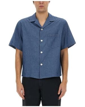 Aspesi Overhemden ,Blauw ,Katoen Overhemden Met Korte Mouwen