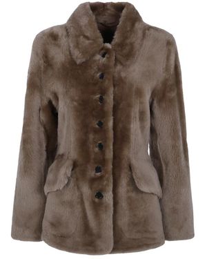 By Malene Birger Jassen ,Bruin ,Leer Adeline Shearling Jas