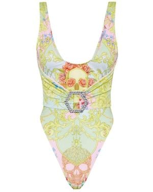Philipp Plein Badmode ,Veelkleurig ,Polyester Monokini Broches - Geel