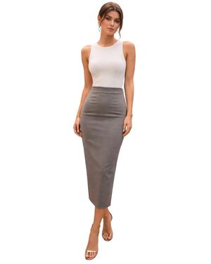 MARSĒM Rokken ,Grijs ,Leer Midi Kokerrok