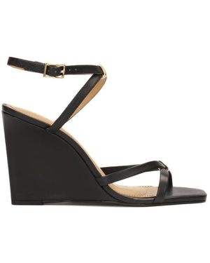 Kazar Gekreuzte Riemen Leder Plateau Sandalen - Schwarz