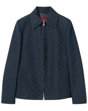 Gucci Jassen ,Blauw ,Katoen Gg Katoen Gabardine Zip Jas
