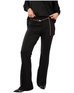 Cambio Broeken ,Zwart ,Leer Wide Flare Broeken