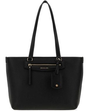 Michael Kors Jet Set Travel Medium Pebbled Leather Tote - Zwart