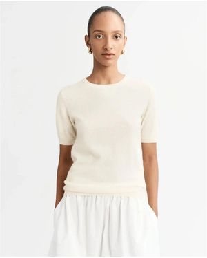 Soft Goat Truien & Vesten ,Wit ,Wol Short Sleeve Crewneck