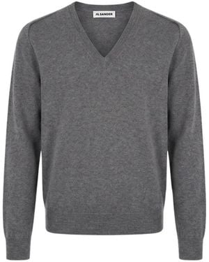 Jil Sander V-Neck Knitwear - Grigio
