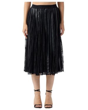 Ermanno Scervino Rokken ,Zwart ,Leer Midi Rok Van Kant En Imitatieleer