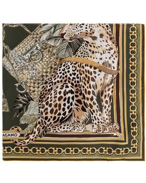 Ferragamo Accessoires ,Groen ,Felindra Zijden Sjaal - Metallic