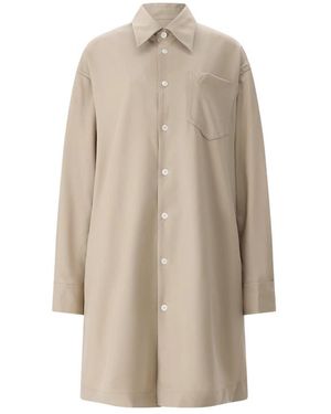 Ami Paris Jassen ,Wol Midi Overhemdjurk - Naturel