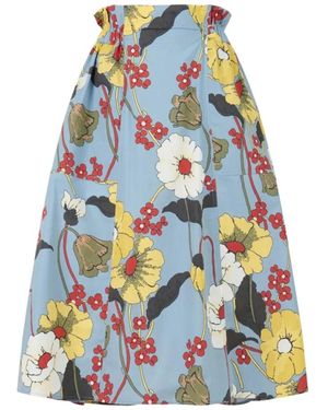 Marni Uitlopende Katoenen Midi-Rok - Blauw