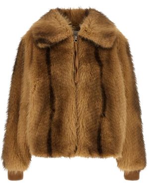 Nude Faux Fur & Shearling Jackets - Marron