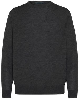 Kiton 14-Mikron Wollpullover Mit Rundhalsausschnitt - Schwarz