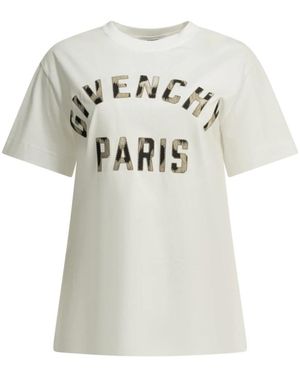 Givenchy Tops ,Wit ,Katoen Paris Geborduurd Katoenen T-Shirt