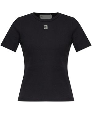 Tory Burch Ribbed Top With Logo Patch - Black