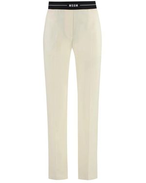 MSGM Elastische Taille Tailored Broek - Naturel