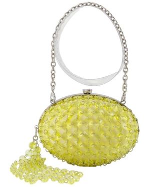 Self-Portrait Oval Crystal Chain Clutch - Gelb