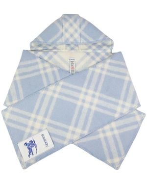Burberry Accessoires ,Blauw ,Wol Check Wolle Kapuzenschal