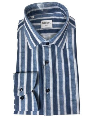 fakts Blau Gestreiftes Slim Fit Hemd
