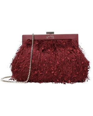 V73 Tassen ,Rood ,Polyester Feather-Detail Clutch