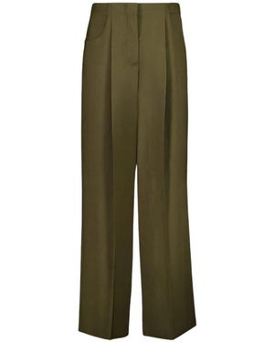 Fendi Wollen Broek Met Wijde Pijpen Van Mohair - Groen