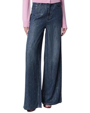 Self-Portrait Jeans Met Strass-Strepen - Blauw
