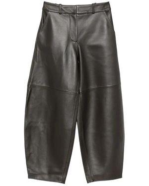 Co. Broeken ,Bruin ,Leer Cropped Leren Broek - Grijs