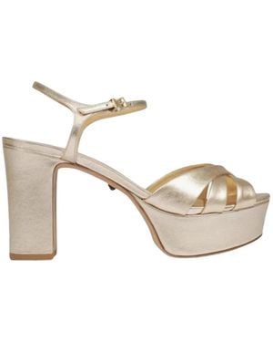 SCHUTZ SHOES Goldene Sandalen Mit Offener Zehenpartie Und Schnallenverschluss - Mettallic
