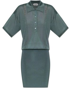 Versace Kleedjes ,Groen ,Leer Polo Jurk