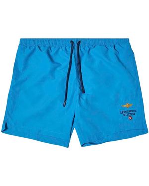 Aeronautica Militare Badehose mit besticktem logo blau