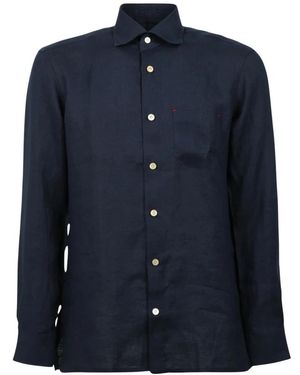 Kiton Overhemden ,Blauw ,Shirt Met Puntkraag