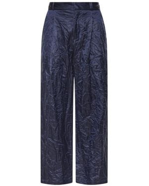 Bonsai Broeken ,Blauw ,Velvet Super Loose Fit Wide Broeken