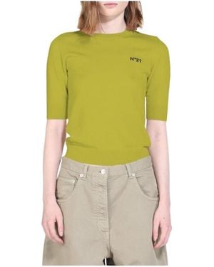 N°21 Truien & Vesten ,Groen ,Wol Maglia Girocollo - Geel