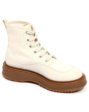 Hogan Lace-Up Boots - White