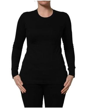 Dolce & Gabbana Truien & Vesten ,Zwart ,Katoen Trui Met Ronde Hals