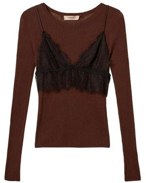 Twinset Round-Neck Knitwear - Marron
