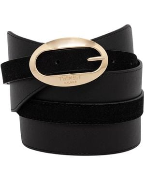 Twinset Leder-Schärpengürtel - Schwarz